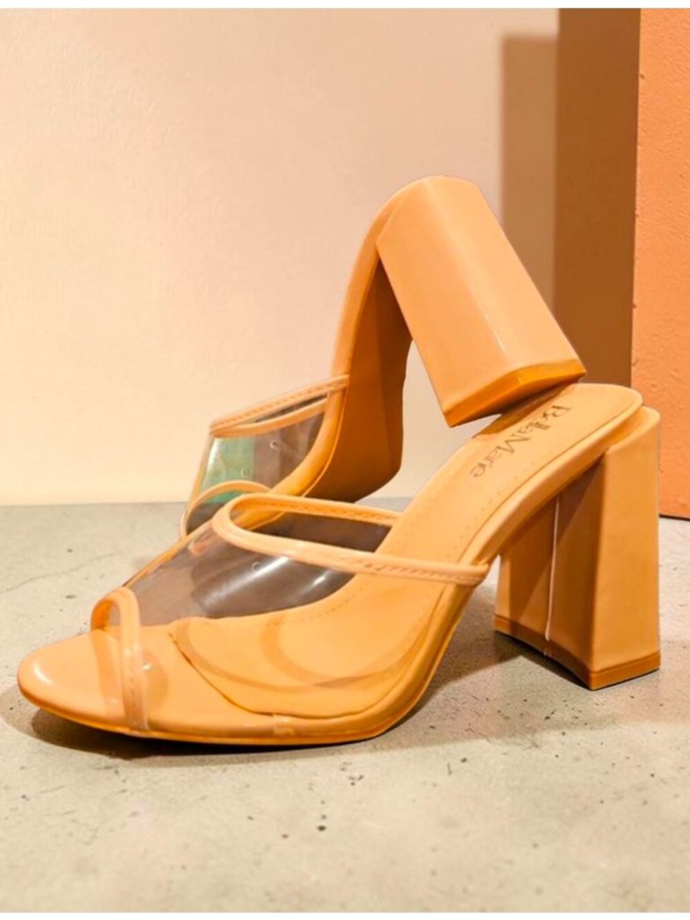 Clear Strap Open-Toe Block Heel Sandals For Women Transparent & Nude Design - Picture 7 of 8
